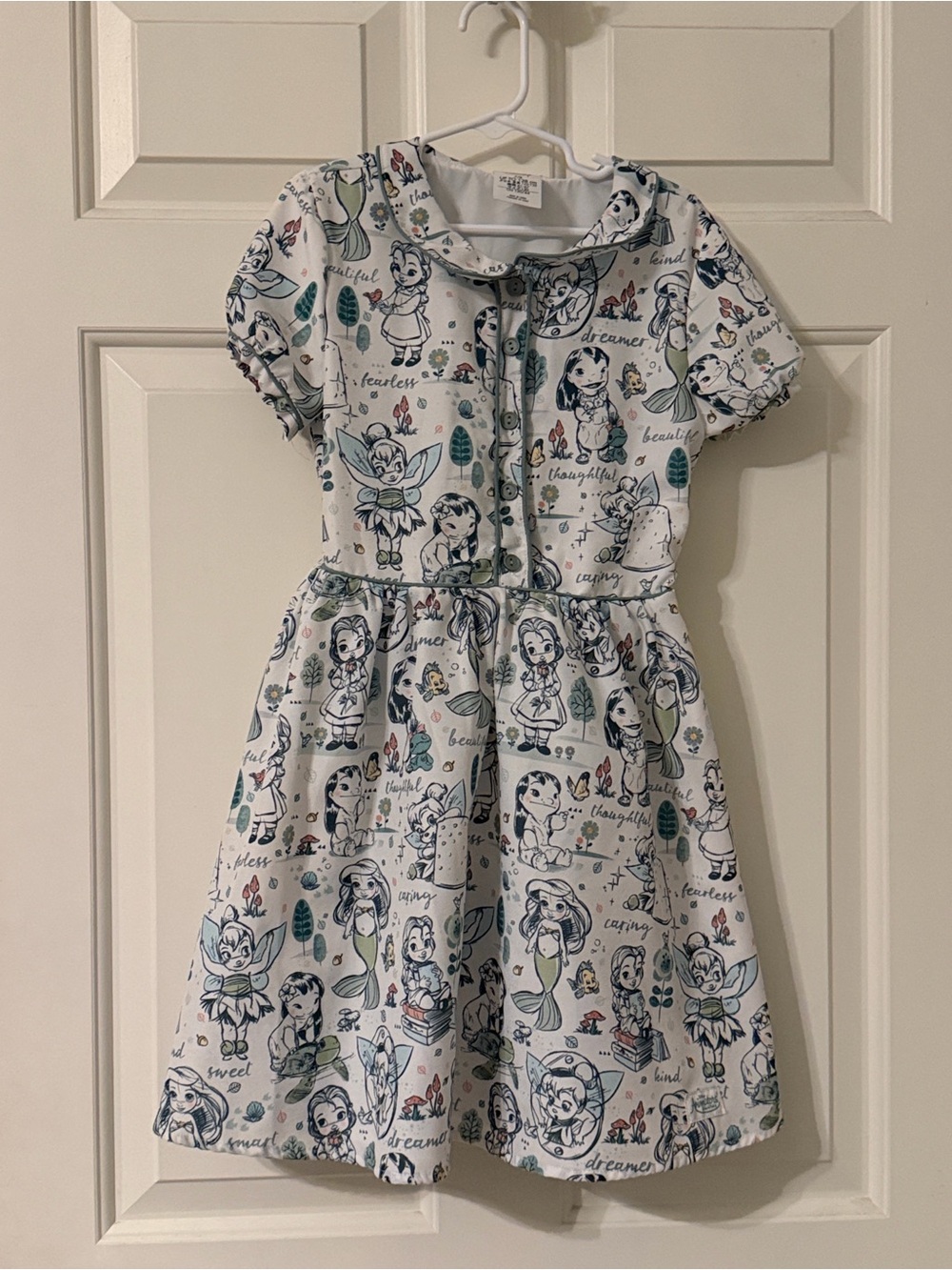 Disney Animator White Short Sleeve Character Print Dress